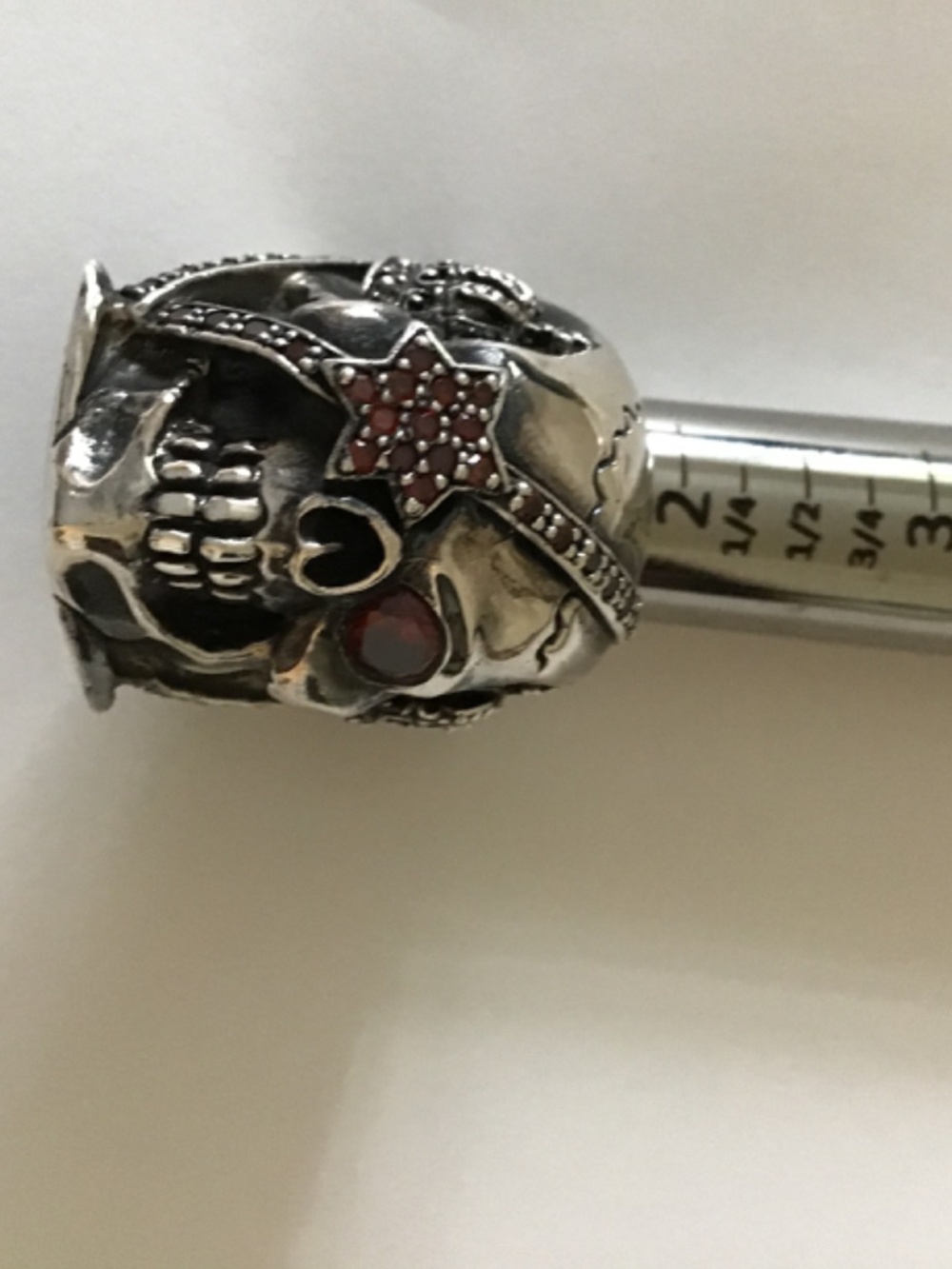 Pirate GARNET mans ring .925 - Picture 3 of 10
